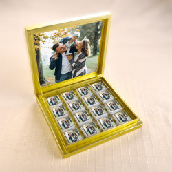 Kendi Fotoğrafınızla Sevgiliye Hediye 32 Adet Madlen Çikolata Gold Kutu - 3