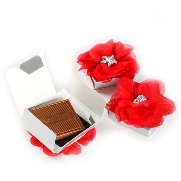 Kırmızı Çiçek Dekorlu Söz Nişan Çikolatası (Madlen) - 3