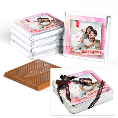 Fotoğraflı Sevgiliye Hediye 32 Adet Madlen Çikolata Metal Kutu - 2