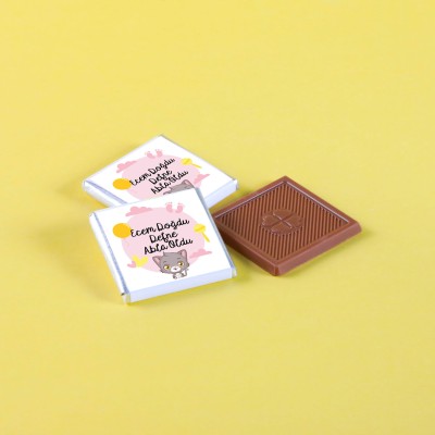 Kız Bebek Çikolatası (Düz Metal Yuvarlak Kutu) 50 Adet Madlen+Kolonya Hediyeli - 2