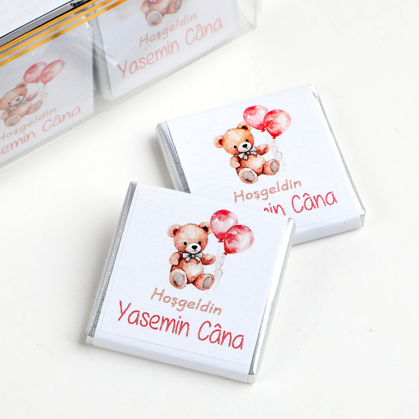 Kız Bebek Dökme Asetat Kutu Bebek Çikolatası (50 Adet Madlen Çikolata) + Figürlü Kolonya - 2