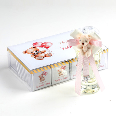 Kız Bebek Dökme Asetat Kutu Bebek Çikolatası (50 Adet Madlen Çikolata) + Figürlü Kolonya - 3