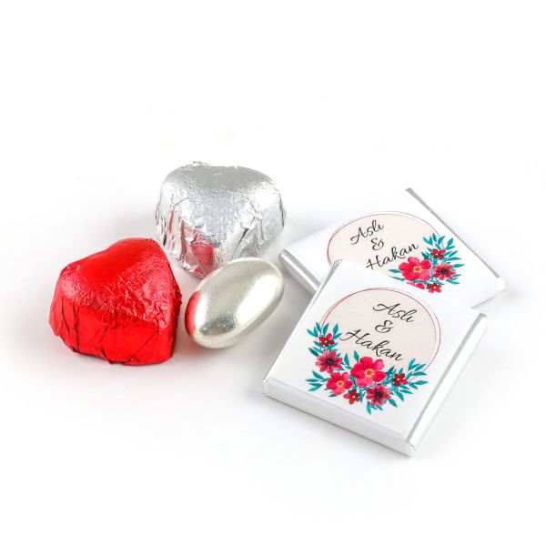 Kız İsteme Çikolatası 60 Madlen Çikolata + Kalp Çikolata + Draje (Krem Kutu) - 4
