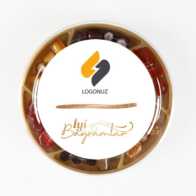 Kurumsal Bayram Hediyesi Logolu El Yapımı Karışık Akide Şekeri 400g (Yuvarlak Kutu) - 2
