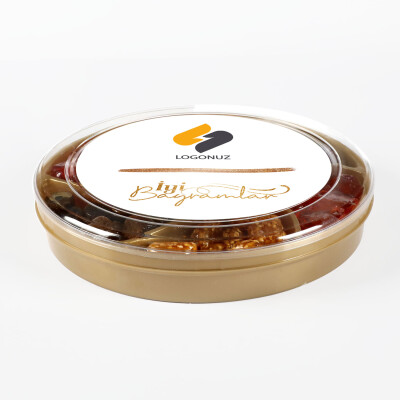 Kurumsal Bayram Hediyesi Logolu El Yapımı Karışık Akide Şekeri 400g (Yuvarlak Kutu) - 3