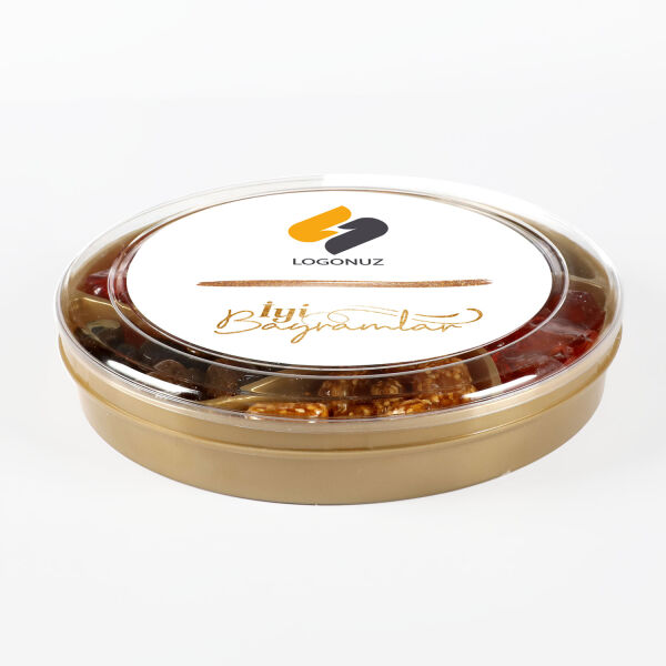 Kurumsal Bayram Hediyesi Logolu El Yapımı Karışık Akide Şekeri 400g (Yuvarlak Kutu) - 3