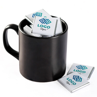 Logolu Madlen Çikolata + Siyah Kupa - Hacı Şerif