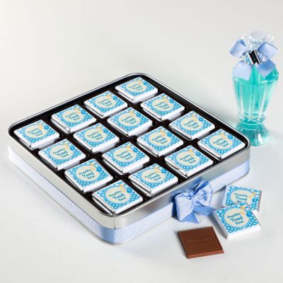 Mavi Bebek 48 Adet Madlen Çikolata Metal Kutu + Gül Suyu Hediyeli - 2