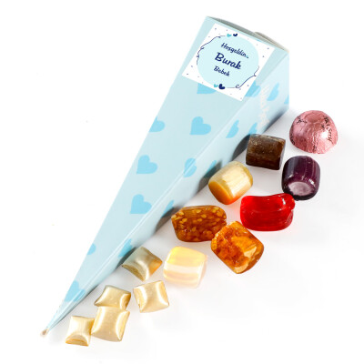 Mavi Büyük Külah Nane Aromalı Akide + Karışık Akide Şekeri + Çikolatin - Hacı Şerif