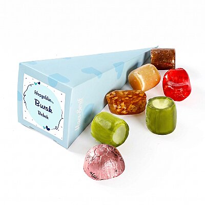 Mavi Küçük Külah Nane Aromalı Akide + Karışık Akide Şekeri + Çikolatin - Hacı Şerif