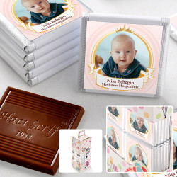 Mevlid Fotoğraflı Kız Bebek Çikolatası (70 Adet Madlen Çikolata) - 1