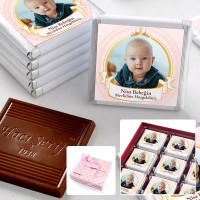 Mevlid Fotoğraflı Kız Bebek 32 Adet Madlen Çikolata Sunum Kutulu - 1