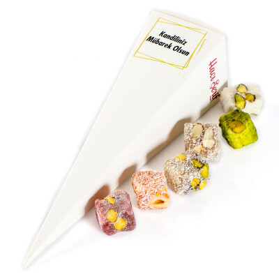 Mevlüt Beyaz Büyük Külah (6 Adet) Çifte Kavrulmuş Lokum - Hacı Şerif