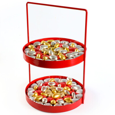 Mini Yaldızlı Kalp Hediye Çikolata (Metal Katlı Sunum Kırmızı) - 1