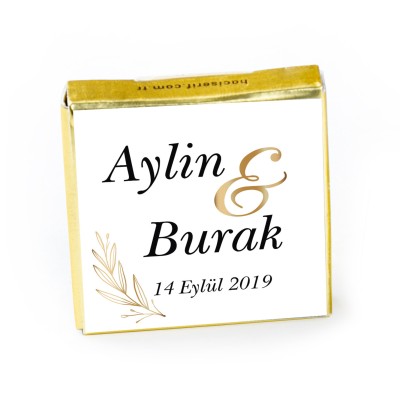 Nikah-Söz-Nişan Çifte Kavrulmuş Lokum (Tekli Kutu) Gold Kutu - 9