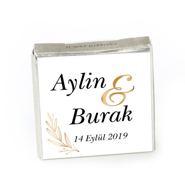 Nikah-Söz-Nişan Çifte Kavrulmuş Lokum (Tekli Kutu) Gümüş Kutu - 16