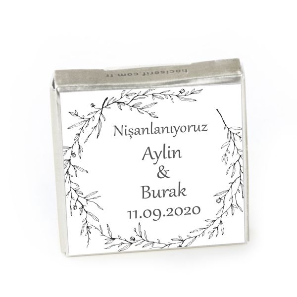 Nikah-Söz-Nişan Çifte Kavrulmuş Lokum (Tekli Kutu) Gümüş Kutu - 19