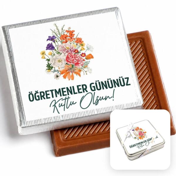 Öğretmenler Günü Hediyesi (32 Adet Madlen Çikolata Metal Kutu) Çiçek - 4