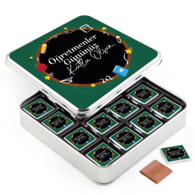 ​Öğretmenler Günü Hediyesi (32 Adet Madlen Çikolata Metal Kutu) Model-2 - 1