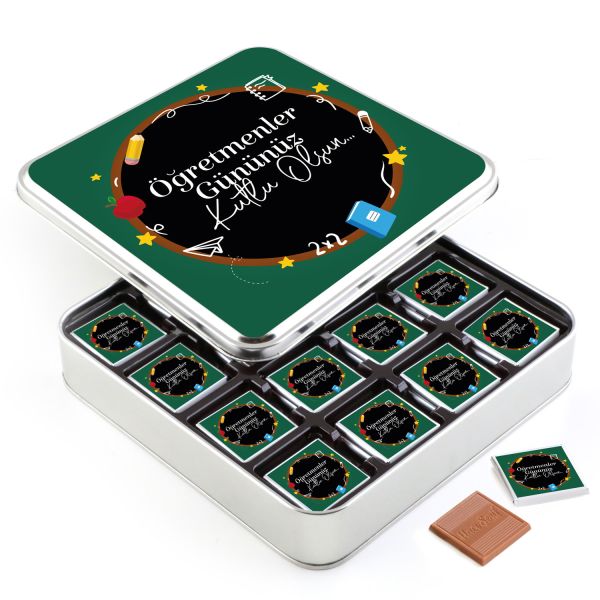 ​Öğretmenler Günü Hediyesi (32 Adet Madlen Çikolata Metal Kutu) Model-2 - 1