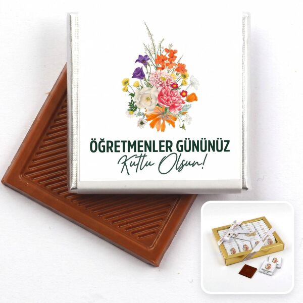 Öğretmenler Günü Hediyesi (40 Adet Madlen Çikolata) (Asetat Kutu) Çiçek - 1