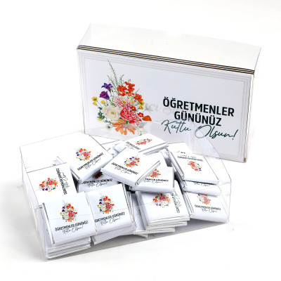 Öğretmenler Günü Hediyesi (40 Adet Madlen Çikolata) (Asetat Kutu) Çiçek - 3