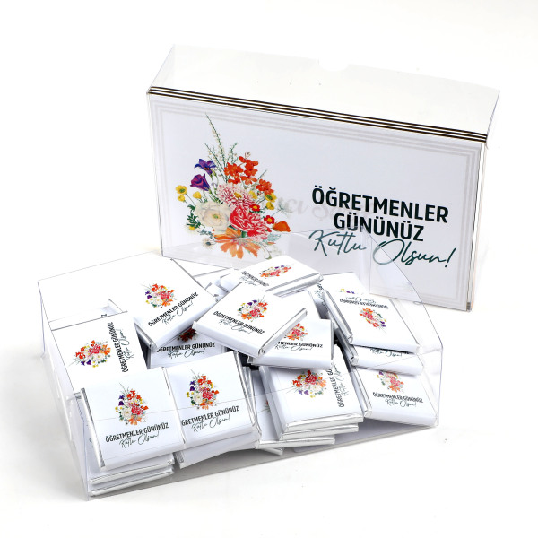 Öğretmenler Günü Hediyesi (40 Adet Madlen Çikolata) (Asetat Kutu) Çiçek - 3