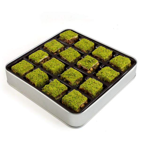 Öğretmenler Günü Hediyesi İçi Dışı Antep Fıstıklı Çikolatalı Bohça Lokum (Metal Kutu) - 2