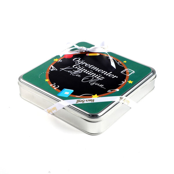 Öğretmenler Günü Hediyesi Kahve Draje + Çifte Kavrulmuş Lokum (Metal Kutu) Model-2 - 3