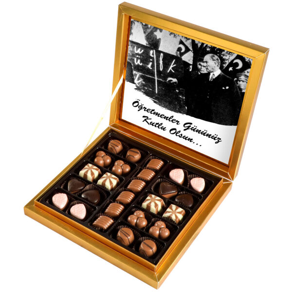 Atatürk Temalı Öğretmenler Günü Hediyesi Special Çikolata 285g (Gold Kutu) - 1