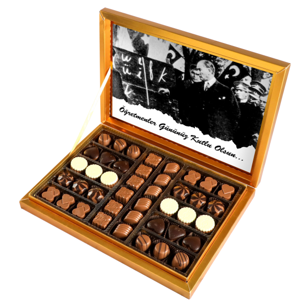 Atatürk Temalı Öğretmenler Günü Hediyesi Special Çikolata 480g (Gold Kutu) - 1
