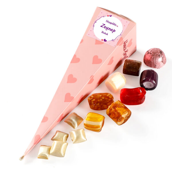 Pembe Büyük Külah Nane Aromalı Akide + Karışık Akide Şekeri + Çikolatin - 1