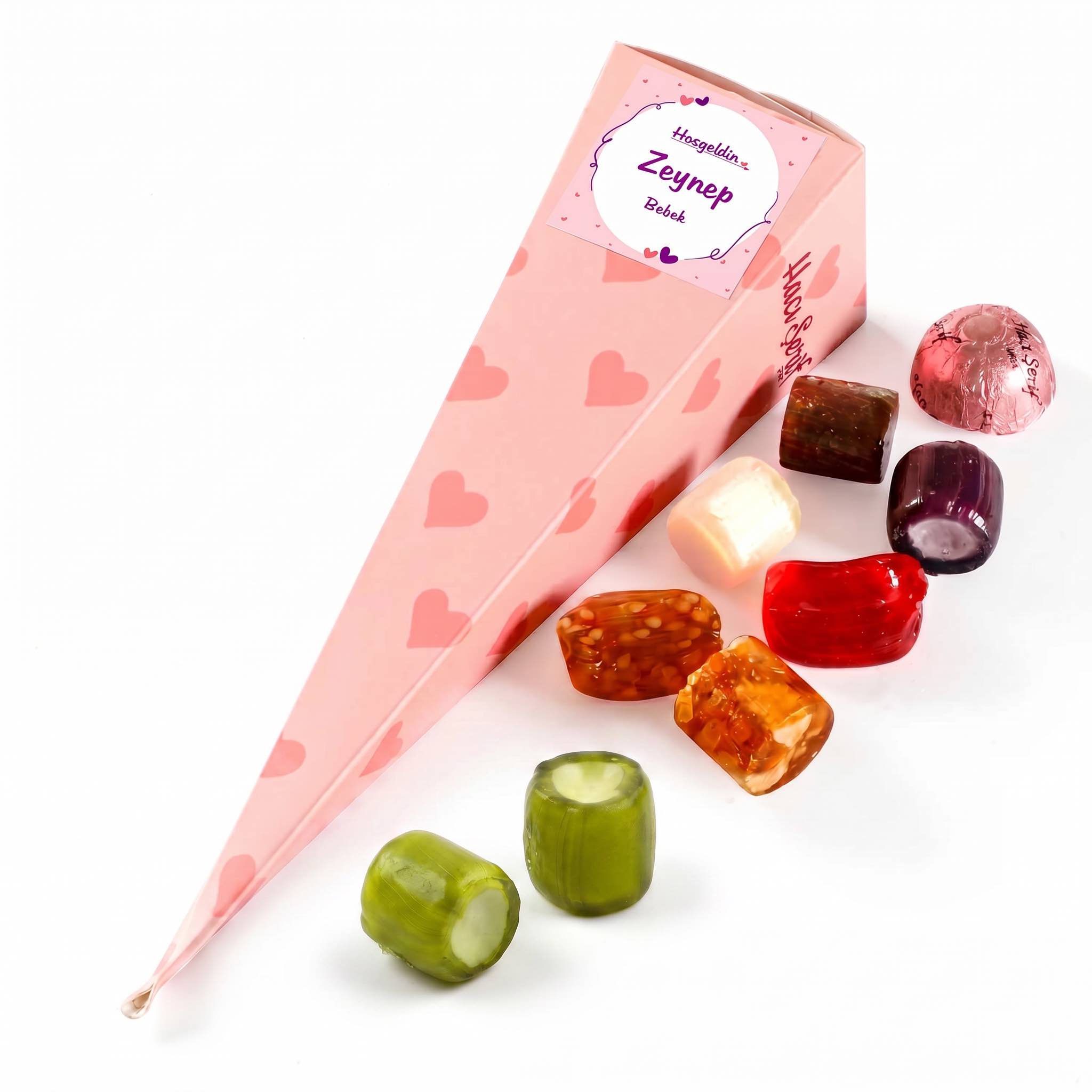 Pembe Büyük Külah Nane Aromalı Akide + Karışık Akide Şekeri + Çikolatin