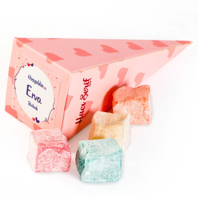 Pembe ​Küçük Külah Mini Meyveli Kuş Lokum (Kalp Desenli) - Hacı Şerif
