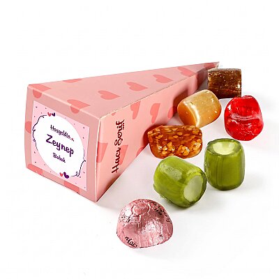 Pembe Küçük Külah Nane Aromalı Akide + Karışık Akide Şekeri + Çikolatin - Hacı Şerif
