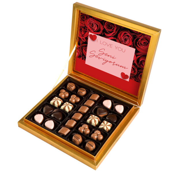 Sevgililer Günü Hediyesi Special Çikolata 285g (Gold Kutu) -Kırmızı - 1