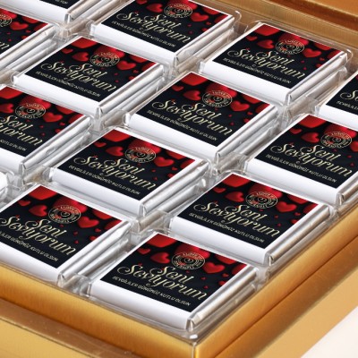 Sevgililer Günü Hediyesi 48 Adet Madlen Çikolata Gold Kutu - Siyah - 2