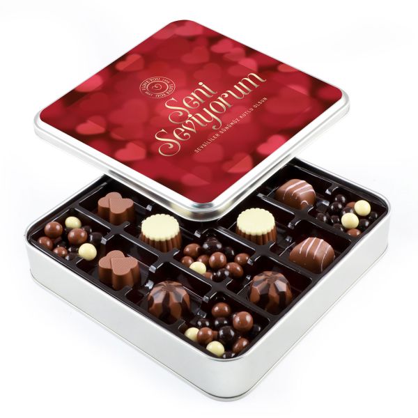 Sevgililer Günü Hediyesi Kahve Drajeli Special Çikolata (Metal Kutu) - Kırmızı - 1
