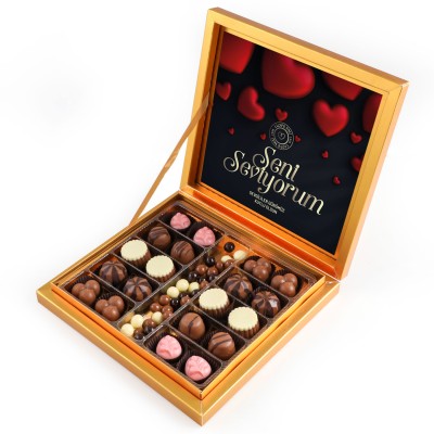 Sevgililer Günü Hediyesi Kahve Drajeli Special Çikolata 290g (Gold Kutu) - Siyah - Hacı Şerif