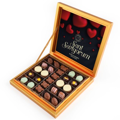 Sevgililer Günü Hediyesi Special Çikolata 285g (Gold Kutu) - Siyah - 1
