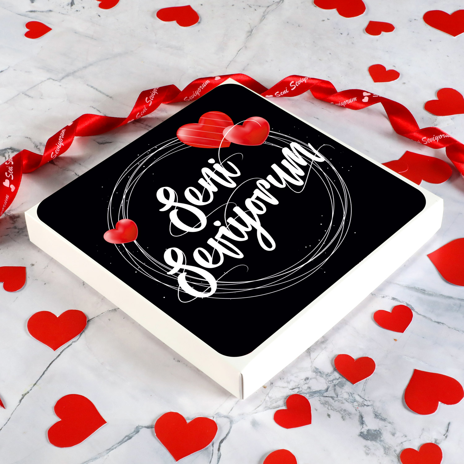 Sevgiliye Hediye Yaldızlı Kalp Çikolata Model:1 - 3