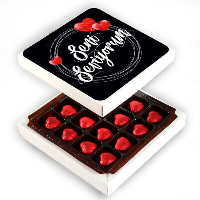 Sevgiliye Hediye Yaldızlı Kalp Çikolata Model:1 - 1