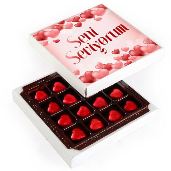 Sevgiliye Hediye Yaldızlı Kalp Çikolata (165g) - 1