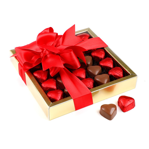 Sevgiliye Hediye Asetat Kutuda Yaldızlı Mini Kalp Çikolata - 1