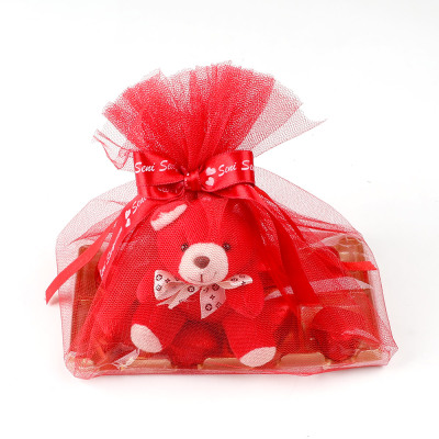 Sevgiliye Hediye Ayıcıklı Yaldızlı Kalp Çikolata - 3