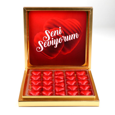 Sevgiliye Hediye Gold Kutuda Yaldızlı Mini Kalp Çikolata - 2