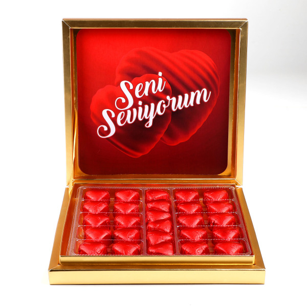 Sevgiliye Hediye Gold Kutuda Yaldızlı Mini Kalp Çikolata - 2