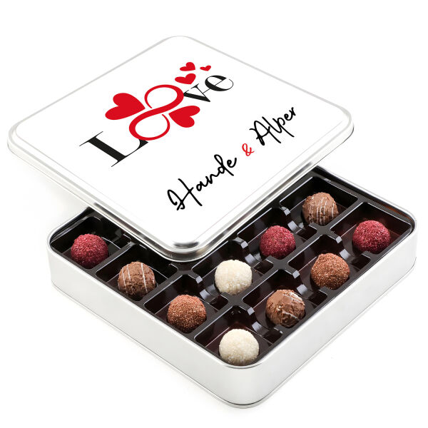 Sevgiliye İsimli Hediye Karışık Special Truffle Çikolata (Metal Kutu) - 1