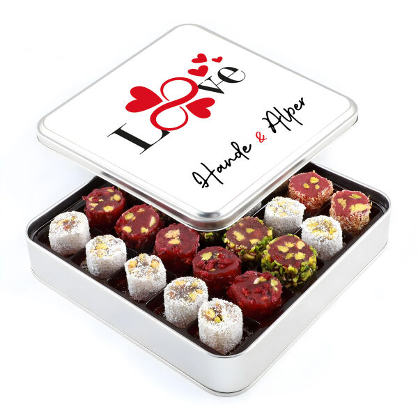 Sevgiliye İsimli Hediye Karışık Sultan Lokumu Metal Kutu 450g - 1