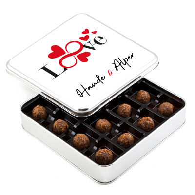 Sevgiliye İsimli Hediye Tahinli Truffle Çikolata (Metal Kutu) - Hacı Şerif